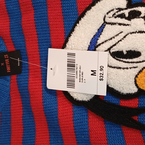Disney x Forever 21 Donald Duck Striped Crew Neck Sweater - Picture 4 of 4